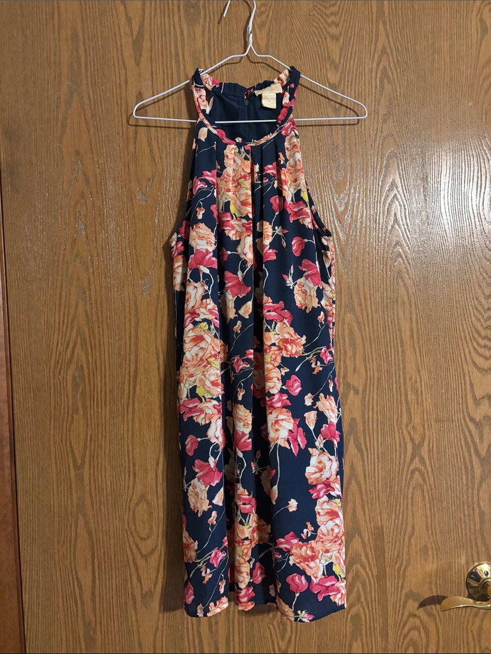 Lucy & Laurel Navy Floral Halter Midi Dress